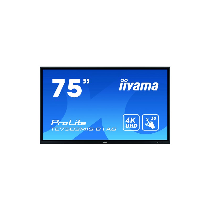 iiyama ProLite TE7503MIS-B1AG touch screen monitor 189.2 cm (74.5") 3840 x 2160 pixels Black Multi-touch Multi-user