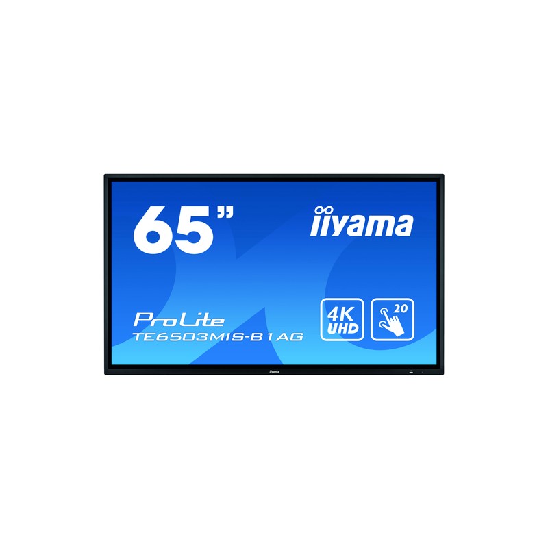 iiyama ProLite TE6503MIS-B1AG touch screen monitor 163.8 cm (64.5") 3840 x 2160 pixels Black Multi-touch Multi-user