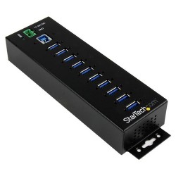 StarTech.com 10-Port Industrial USB 3.0 Hub with External Power Adapter - ESD & 350W Surge Protection