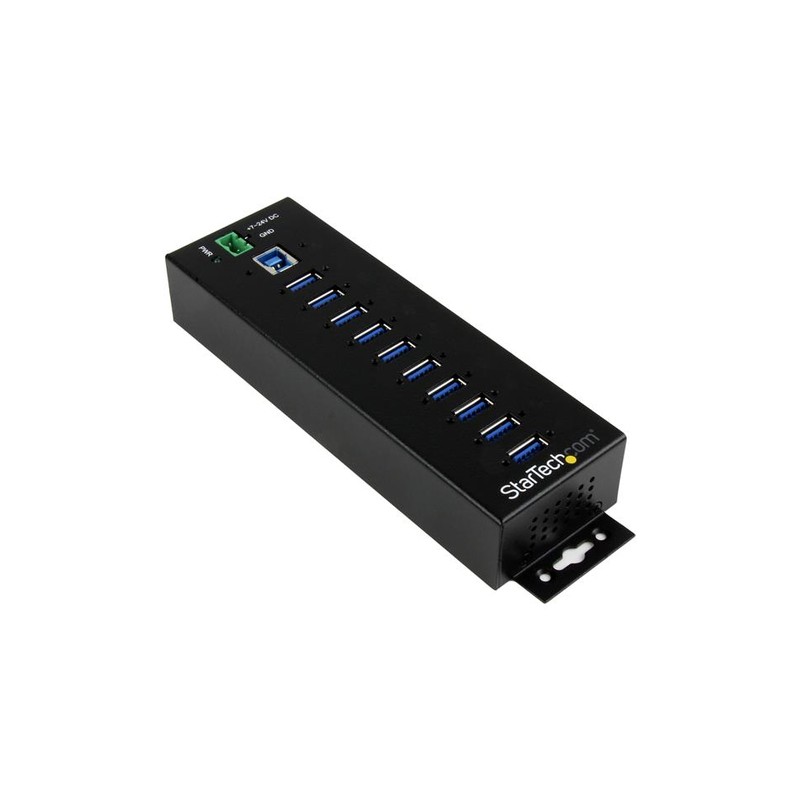 StarTech.com 10-Port Industrial USB 3.0 Hub with External Power Adapter - ESD & 350W Surge Protection