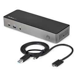 StarTech.com USB-C & USB-A Dock - Hybrid Universal Triple Monitor Laptop Docking Station DisplayPort & HDMI 4K 60Hz - 85W Power